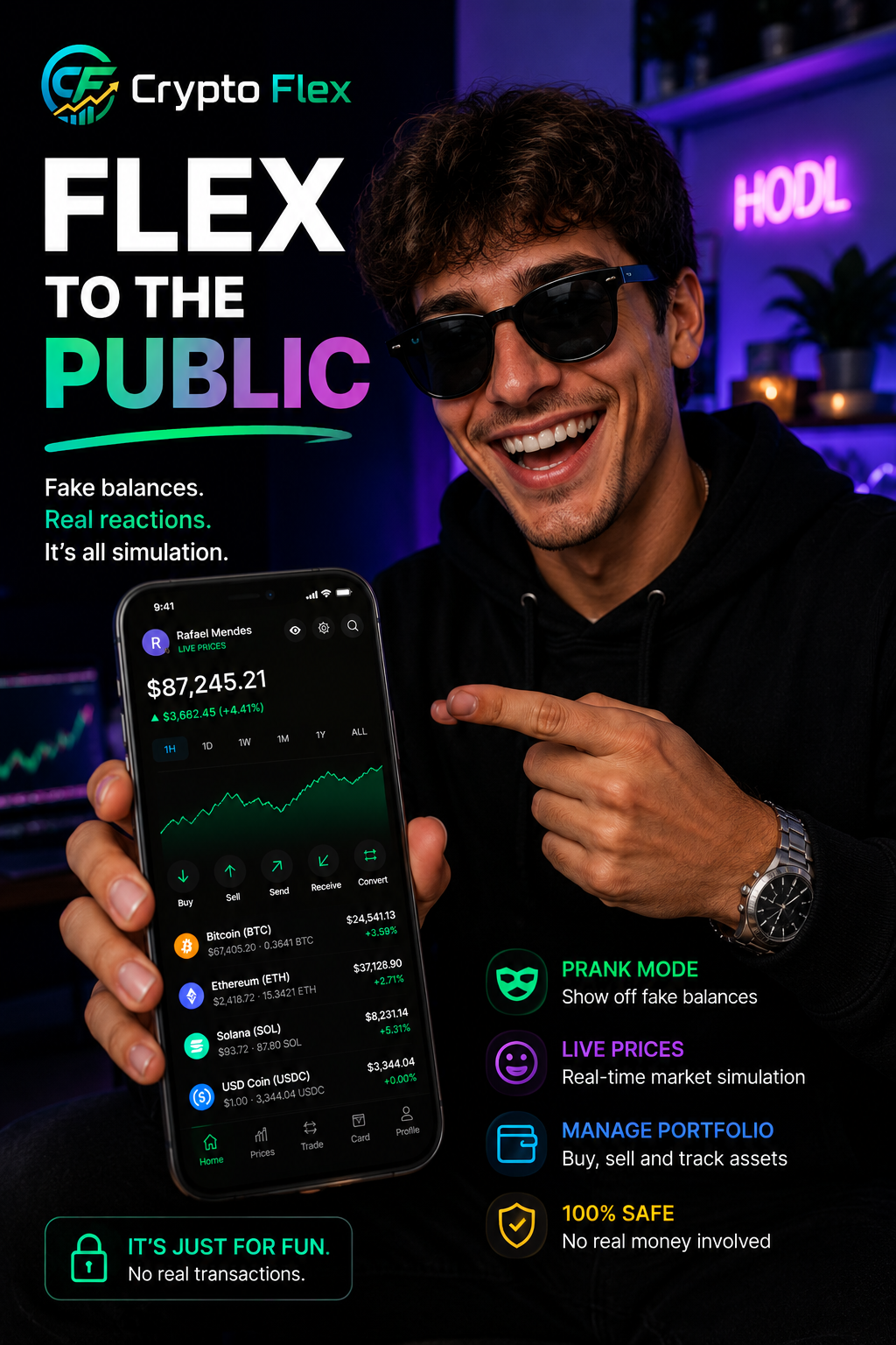 Crypto Flex simulation screen